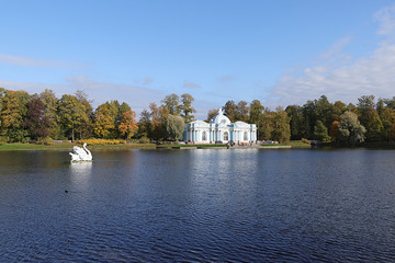 Russia, St. Petersburg, September 28, 2019, Catherine Park. The picture shows Tpavillon Grotto in...