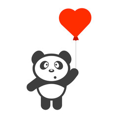 Panda with a balloon. Vector on a white background