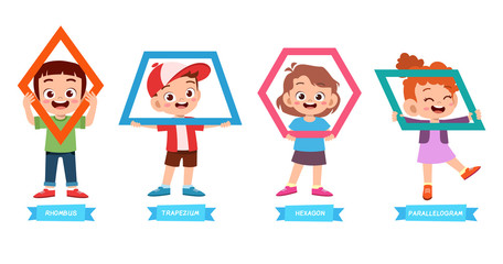 cute kids learn basic shape math lesson
