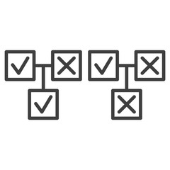 The system of choice from two options. A cross and a check mark. Two options. Vector on a white background
