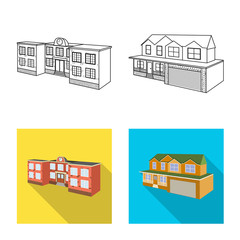 Isolated object of facade and housing symbol. Collection of facade and infrastructure vector icon for stock.