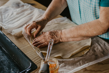 preparing traditional pie or desserts