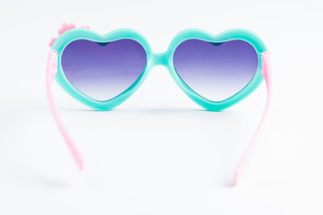 Kids sunglasses isolated on white background.Copy space