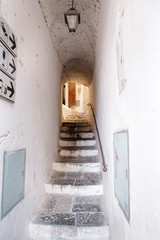 stairs leading up to a alleyway