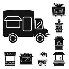 Vector illustration of tent and urban symbol. Set of tent and stand vector icon for stock.