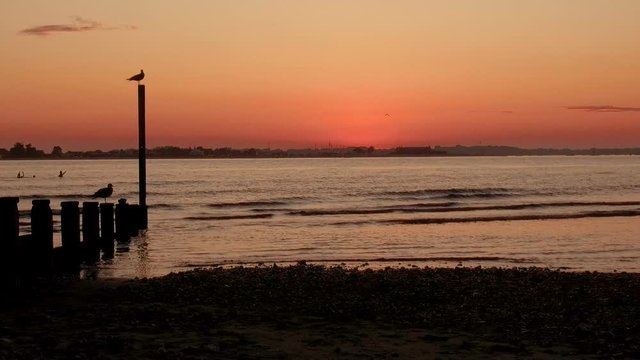 West Wittering beach near Chichester in West Sussex - United Kingdom at sunset - 25th of August 2019