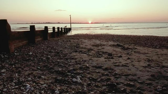 West Wittering beach near Chichester in West Sussex - United Kingdom at sunset - 25th of August 2019