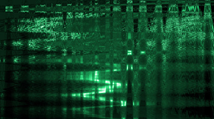 Obraz premium Abstract and textural background, green hue, technological geometry style, with wave filter
