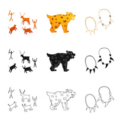 Obraz premium Vector design of evolution and neolithic logo. Set of evolution and primeval stock symbol for web.