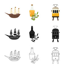 Vector illustration of and historic symbol. Set of and country stock symbol for web.