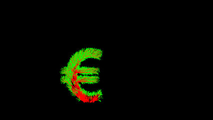 Growing Tree in a shape of a euro sign. 3D rendering.