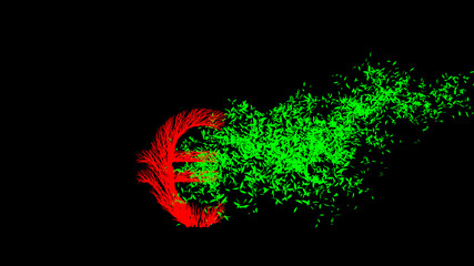 Growing Tree in a shape of a euro sign. 3D rendering.