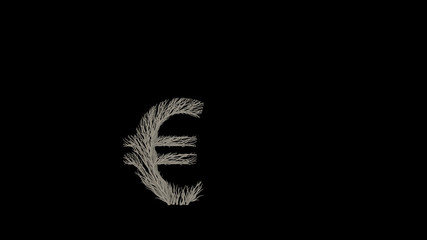 Growing Tree in a shape of a euro sign. 3D rendering.