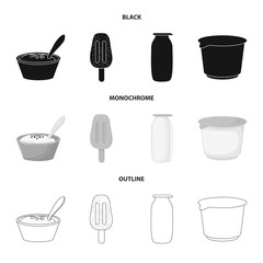 Isolated object of organic and lactose logo. Set of organic and farm vector icon for stock.