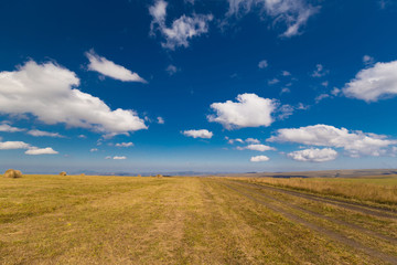Fototapeta na wymiar Meadow. Haystacks landscape