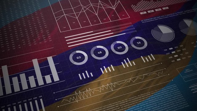 Armenia. Statistics, infographics, financial market data, analysis and reports, numbers and graphs on Armenian waving flag 4K.  - Powered by Adobe