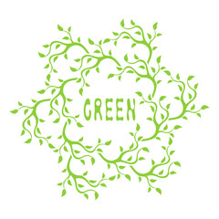 Abstract leaf frame logo. Go green.