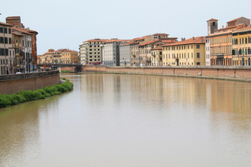 Fototapeta na wymiar The historic center of pisa with its building colorful facades and Arno river, Tuscany, Italy