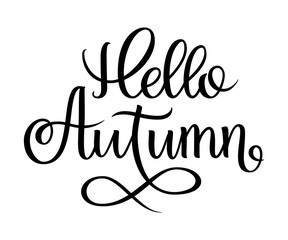 hand drawn lettering hello autumn