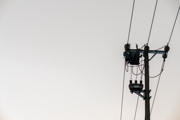 electric pole with wires and wires