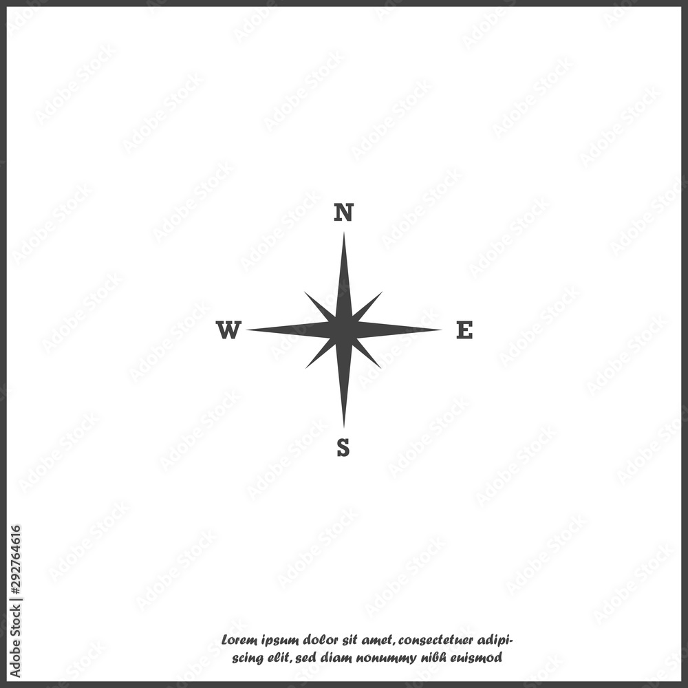 Poster vector icon of the compass. illustration of a compass symbol for determining the sides of the world 