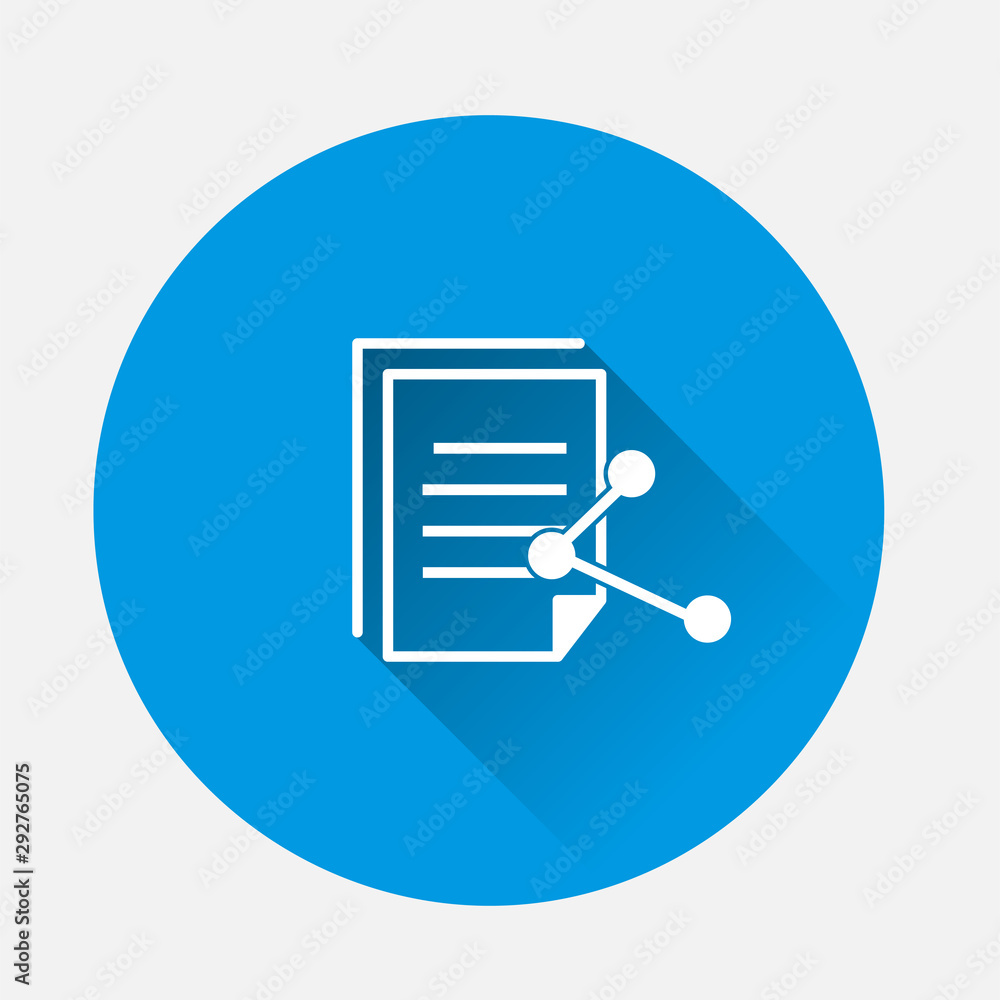 Poster vector document transfer icon on blue background. flat image with long shadow.