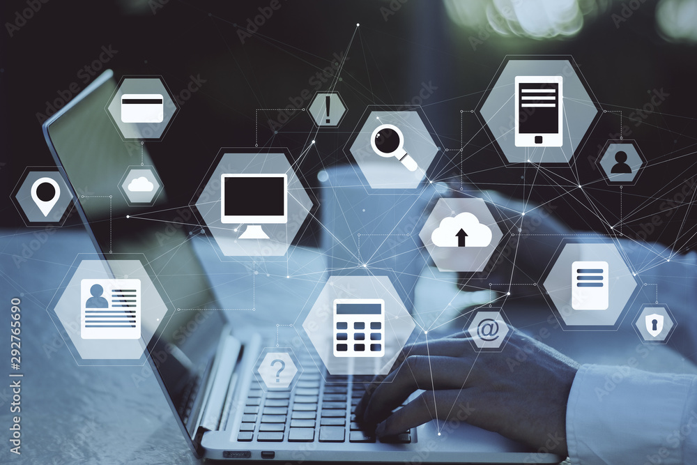 Poster HUD and cloud computing concept