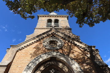 Eglise Saint Victor dans le village de Poleymieux au Mont d'Or - département du Rhône - France - Vue de l'extérieur