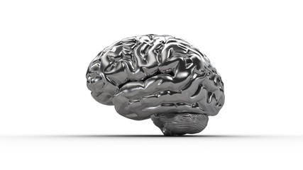 Steel brain. Iron Brain. 3D rendering