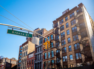 Fototapeta premium classic red brick buildings downtown Manhattan, New York