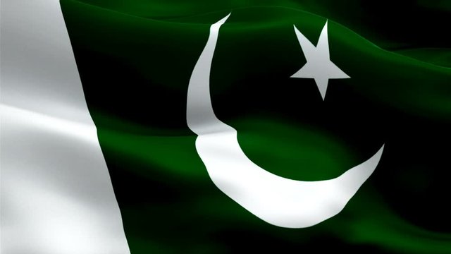Pakistan flag Motion Loop video waving in wind. Realistic Pakistani Flag background. Pakistan Flag Looping Closeup 1080p Full HD 1920X1080 footage. Pakistan Arabic country flags footage video for film