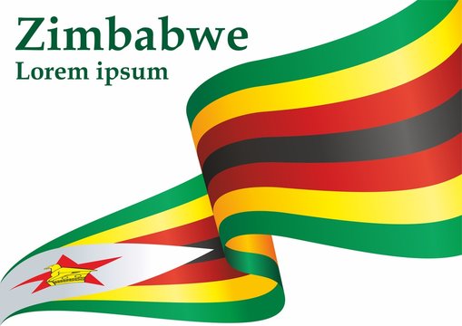 Flag of Zimbabwe, Republic of Zimbabwe. Template for award design, an official document with the flag of Zimbabwe. Bright, colorful vector illustration for graphic and web design.