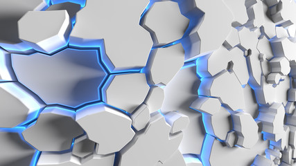 Geometric background with blue illumination