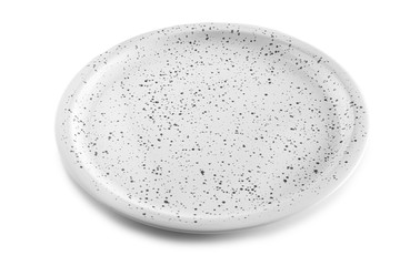 Empty ceramic plate on white background
