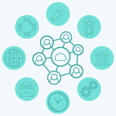 Cloud network vector icon sign symbol