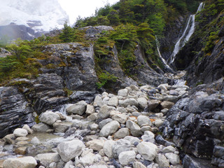 Waterfall en route to Glacier Frances from near Cuernos de Paine