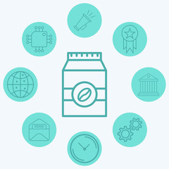 Coffee bag vector icon sign symbol