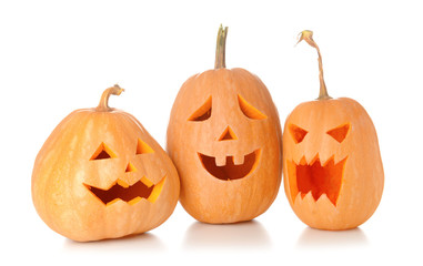 Halloween pumpkins on white background