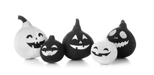 Halloween pumpkins on white background