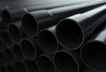 Fototapeta premium Plastic socket pipes on warehouse. 3D render