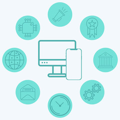 Computer and phone vector icon sign symbol