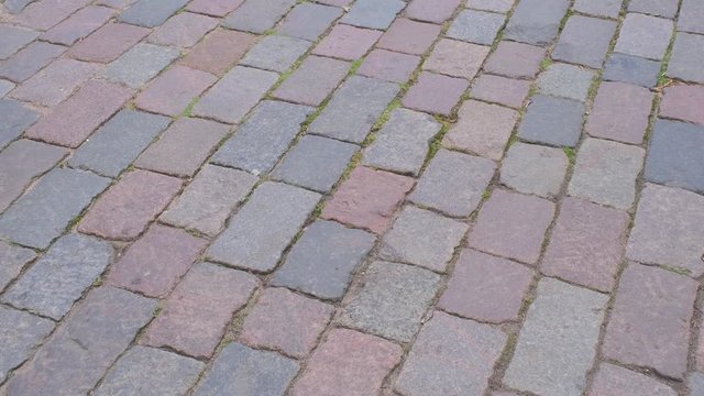ancient city cobblestone pavement closeup top view