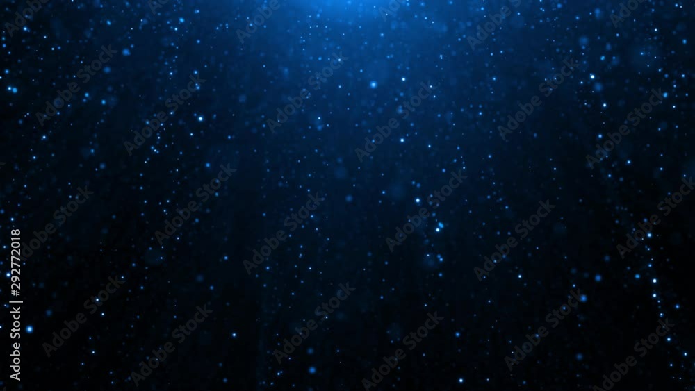 Poster magic blue particles bokeh copy space animation background.