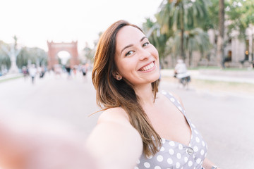 Portrait of pretty woman in the city