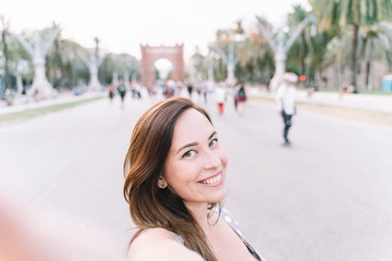 Portrait of pretty woman in the city