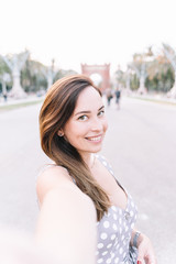 Portrait of pretty woman in the city