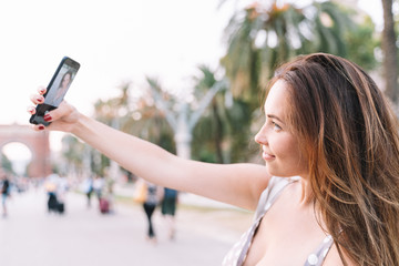 Portrait of pretty woman in the city