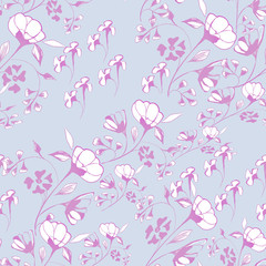 Fototapeta na wymiar Pattern Flowers on a sprig. Elegant template for trendy prints for printing on paper and fabric. Wallpaper. Texture and Background