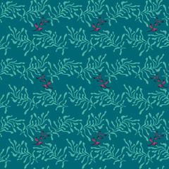 Hand drawn seamless pattern. Trendy pattern with corals and algae on a white background for printing, fabric, textile, manufacturing, wallpapers. Sea bottom.