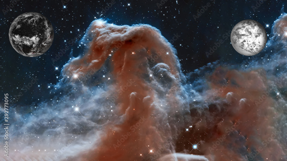 Wall mural earh planets frozen and alive near the horsehead nebula upper ridge illuminated by sigma orionis. sc